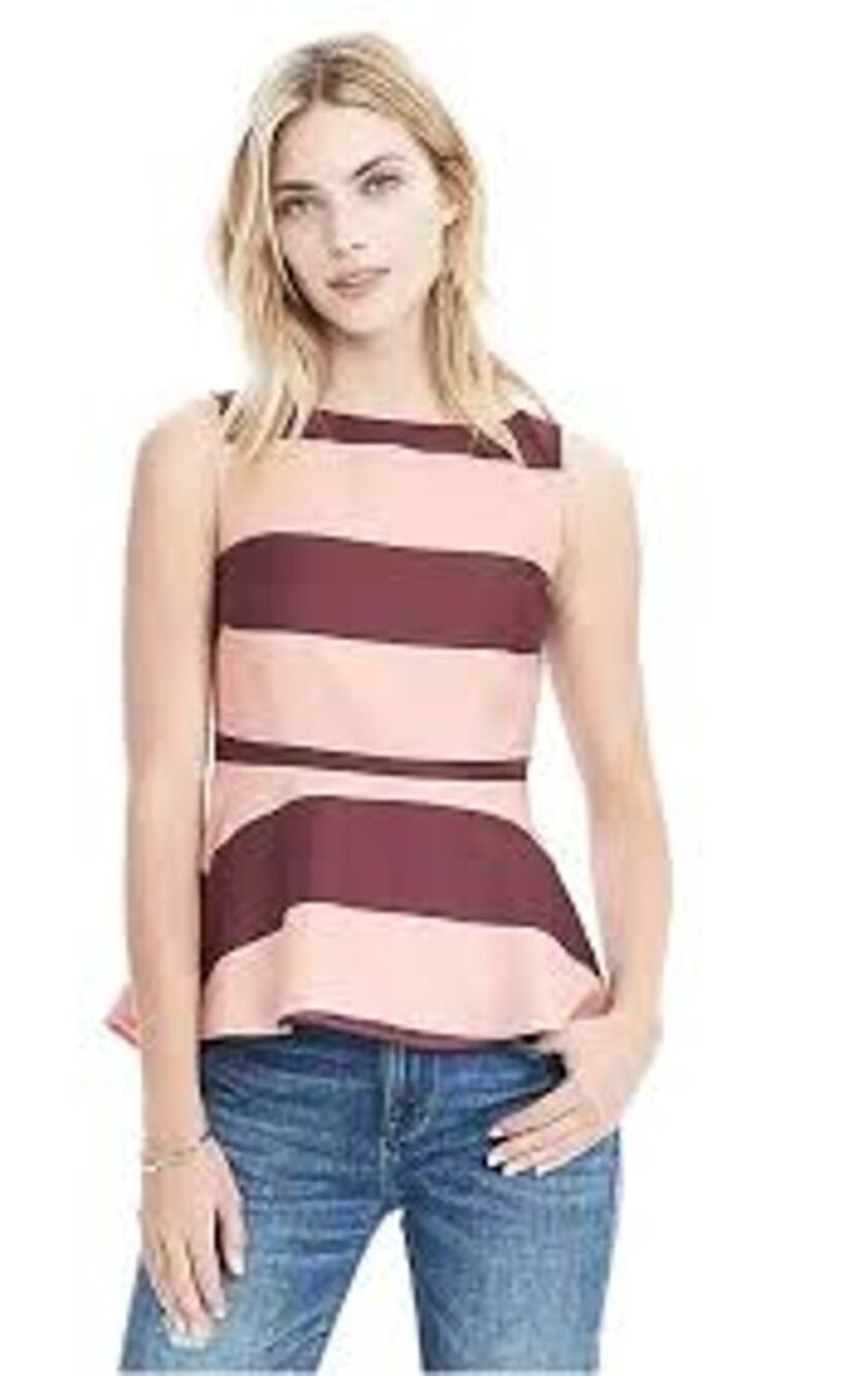 Banana Republic Stripe Peplum Sleeveless Blouse Size 2
